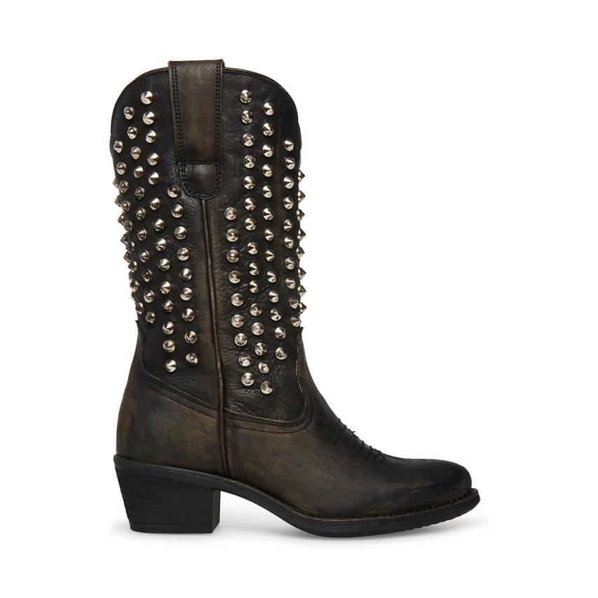 Botas Altas Steve Madden Hayward-s Distressed Mujer Negras | ES TU0612